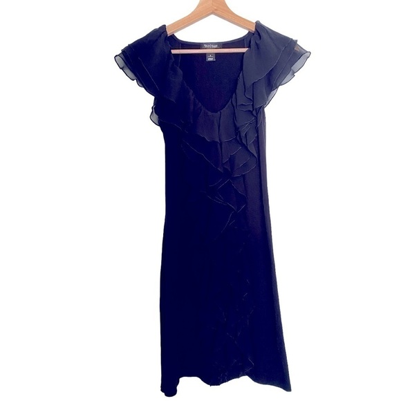 WHITE HOUSE BLACK MARKET LITTLE BLACK DRESS WITH RUFFLES SIZE SMALL - Picture 1 of 4